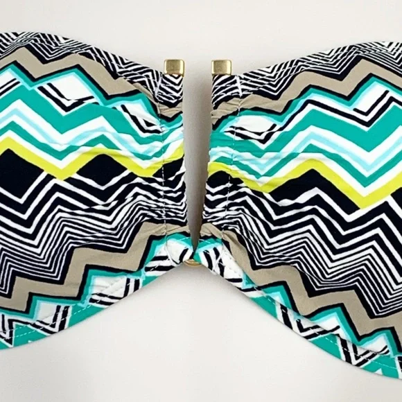 La Blanca Emerald Sahara Chevron Bandeau Bikini Top with Removable Strap - Picture 4 of 10